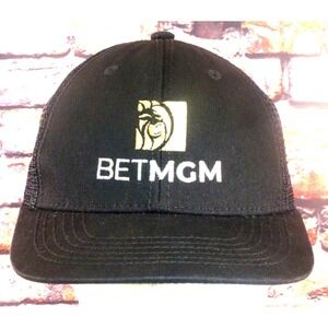 Betmgm Black Mesh Trucker Hat With RCR Logo Adjustable Snapback 50% Cotton...